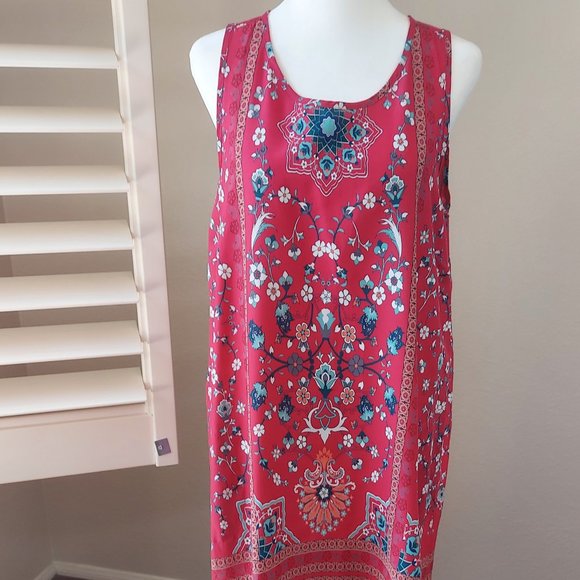 Aventura Stacia Dress Red Flower Print with Pockets Sz M - Picture 13 of 15